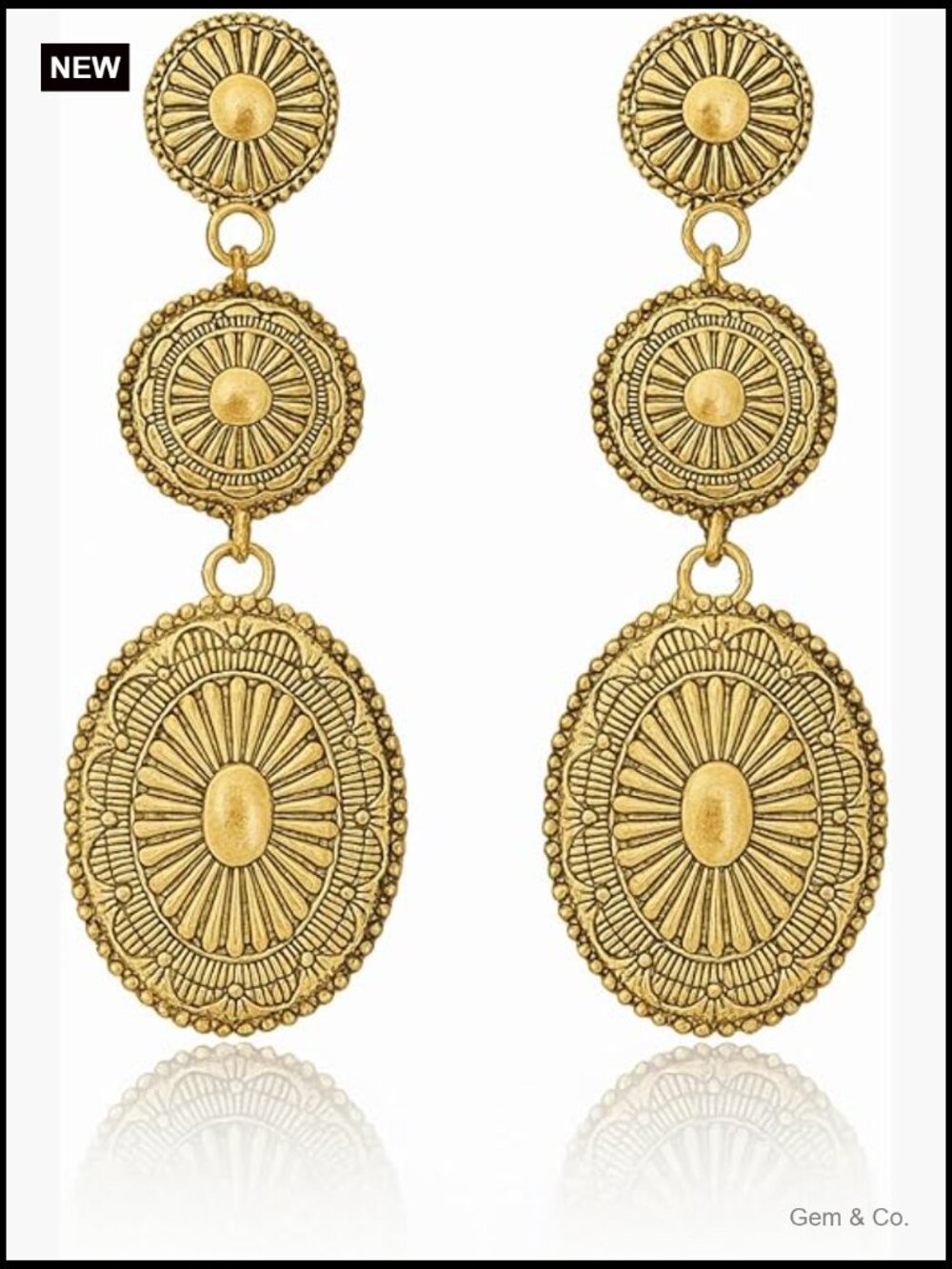 Western Cowgirl Dangle Concho Earrings Bohemian Vintage Country Concert Jewelry